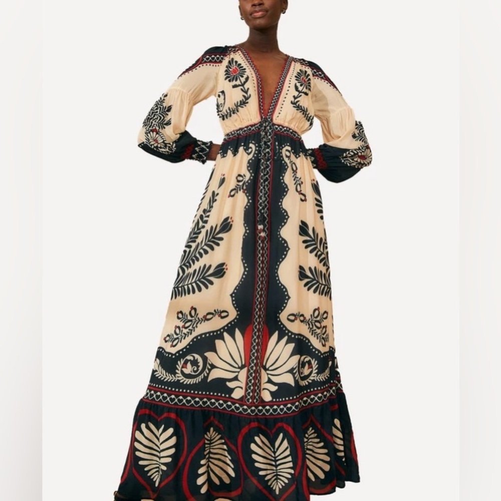 *LOOKING TO BUY* Farm Rio “Passion” Scarf Maxi Dress L or XL.